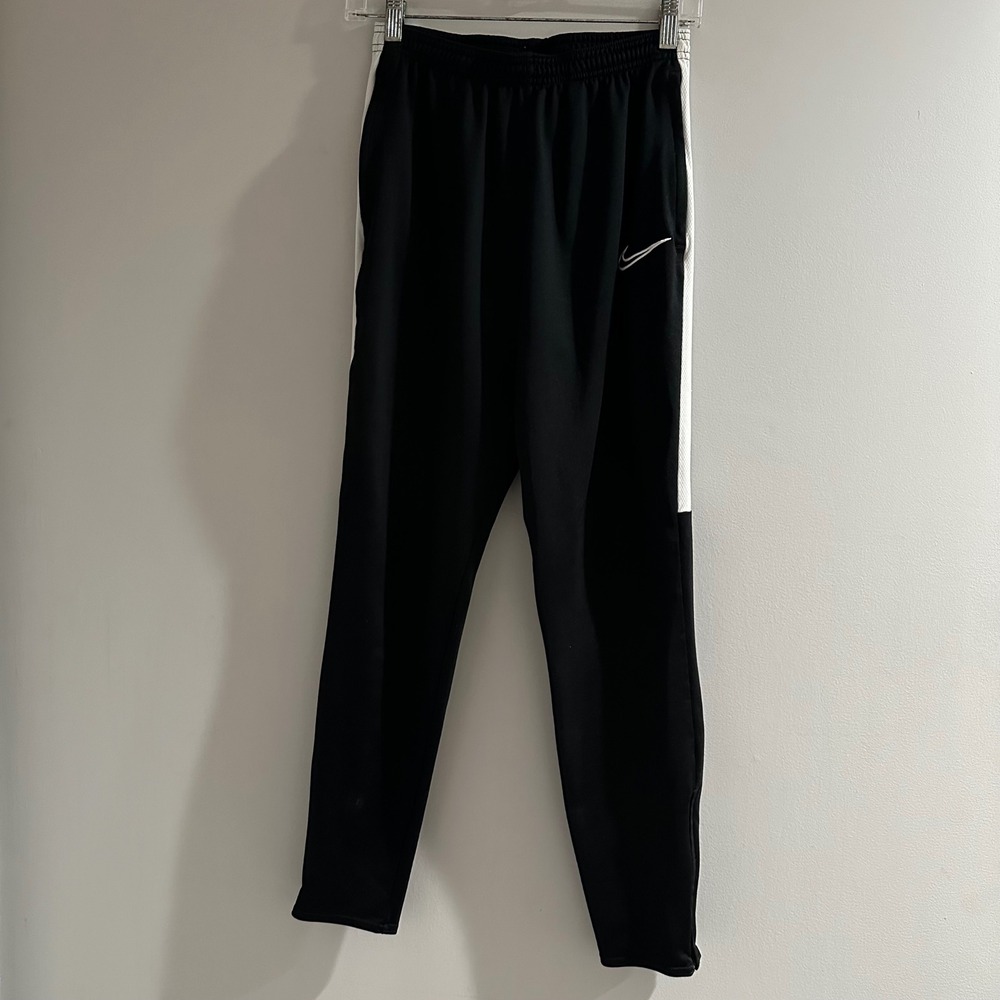 Nike Dri-FIT Black White Athletic Track Pants Joggers Side Stripe‎ Size S